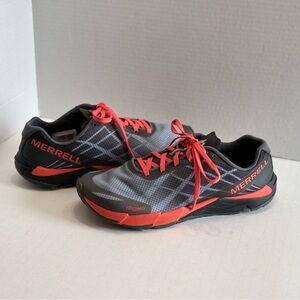 Merrell Bare Access Flex Women Trail Running Shoes Gray Orange Mesh Lace Up Sz 8